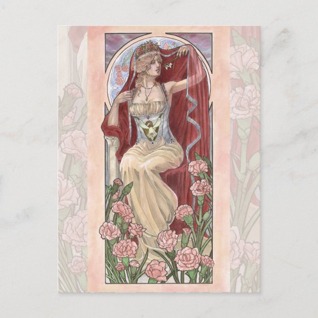 Postal Serie Art Nouveau Birthstone de Enero (Anverso)
