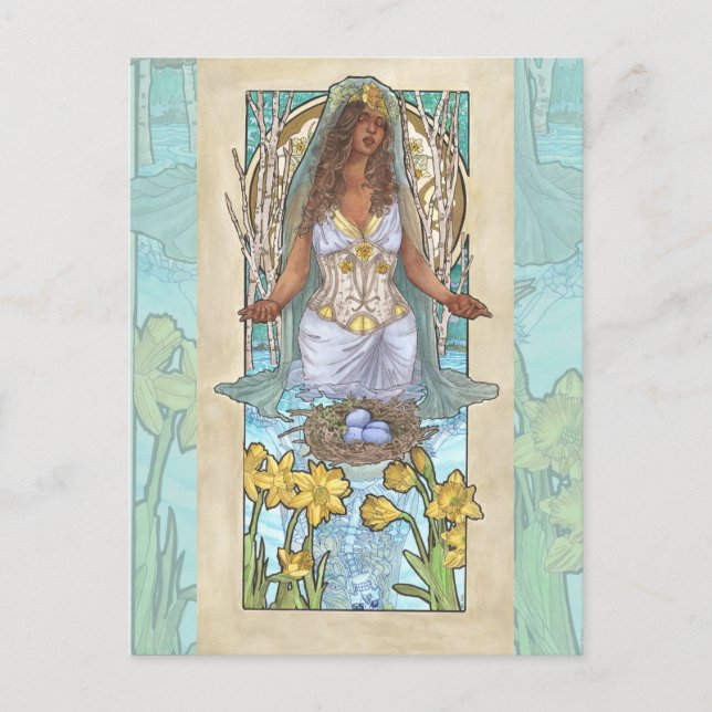 Postal Serie Art Nouveau Birthstone de la Señora de Marzo (Anverso)