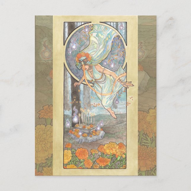 Postal Serie Art Nouveau Birthstone de Octubre (Anverso)