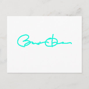 Postal Serie de firmas Barack Obama (azul claro)