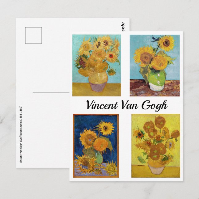 Postal Serie de girasoles de Vincent Van Gogh (Anverso / Reverso)
