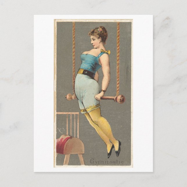 Postal Serie femenina fuerte #33: cosecha de gimnastas (Anverso)