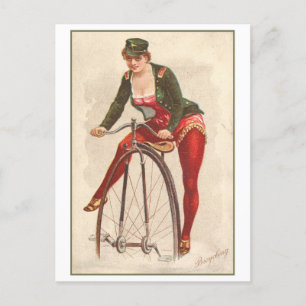 Postal Serie femenina fuerte #60: Viñeta en bicicleta