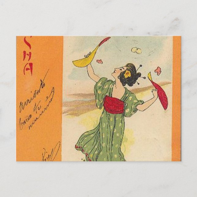 Postal Serie japonesa de Ilustracion/Geisha (Anverso)
