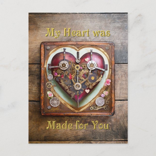 Postal Serie Steampunk Corazón Rojo Buff (Anverso)