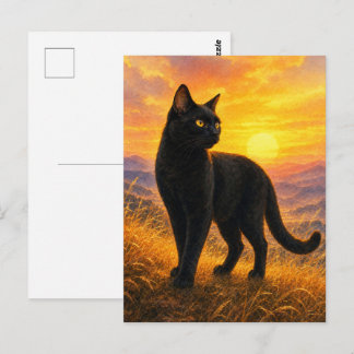 Postal series_4_3|Sunset Hills Black Cat Japanese Art
