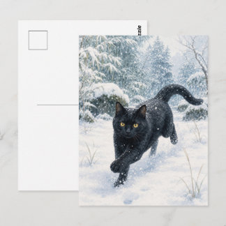 Postal series_4_7|First Snow Forest Black Cat JP Art