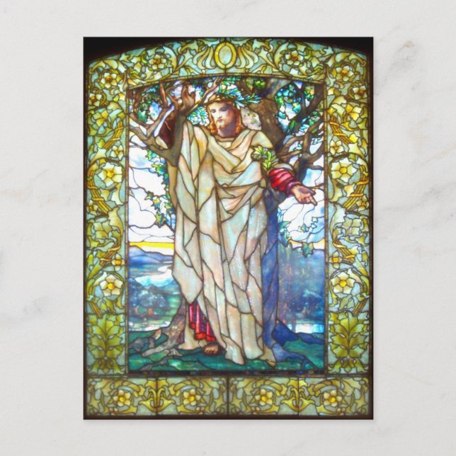 Postal Sermón de Jesús en el monte - Vidrio Manchado (Anverso)