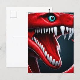 Postal Serpiente Cobra con escalas rojas vibrantes y ojos