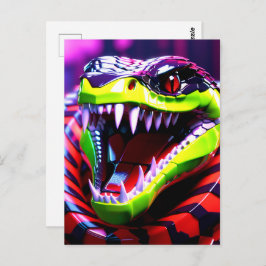 Postal Serpiente Cobra con labios verdes limados y frente