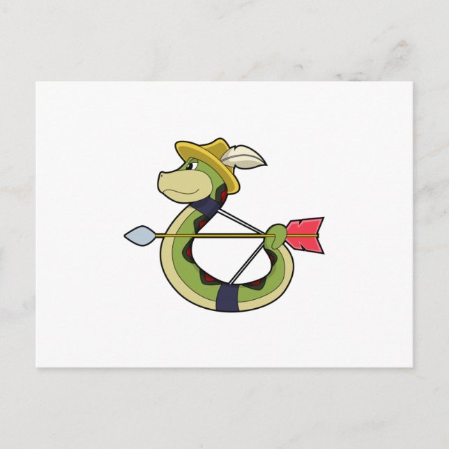Postal Serpiente como arquero con arco y flecha (Anverso)