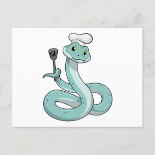 Postal Serpiente como cocinero con sombrero de chef