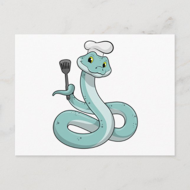 Postal Serpiente como cocinero con sombrero de chef (Anverso)