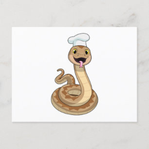 Postal Serpiente como cocinero con sombrero de chef