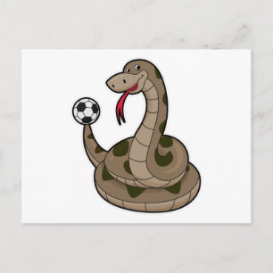 Postal Serpiente como jugador de fútbol con pelota de fút