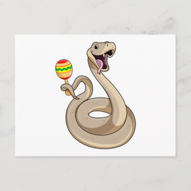 Postal Serpiente como músico con Maracas (Anverso)