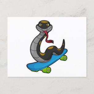Postal Serpiente como patinador con monopatín