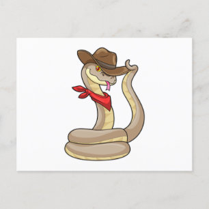 Postal Serpiente como vaquero con bufanda