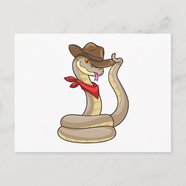 Postal Serpiente como vaquero con bufanda (Anverso)