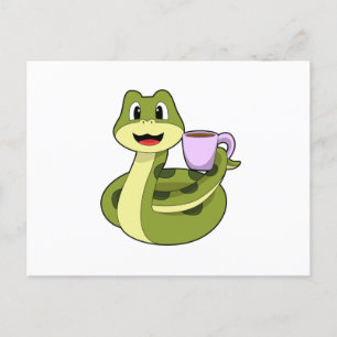 Postal Serpiente con Taza de Café