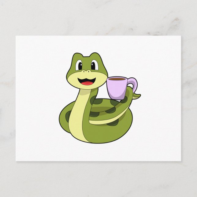 Postal Serpiente con Taza de Café (Anverso)