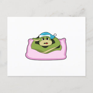 Postal Serpiente durmiendo con gorro de dormir