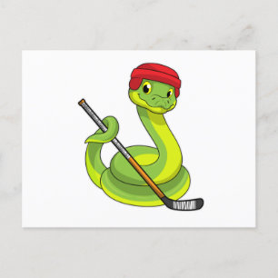 Postal Serpiente en hockey sobre hielo con palo de hockey