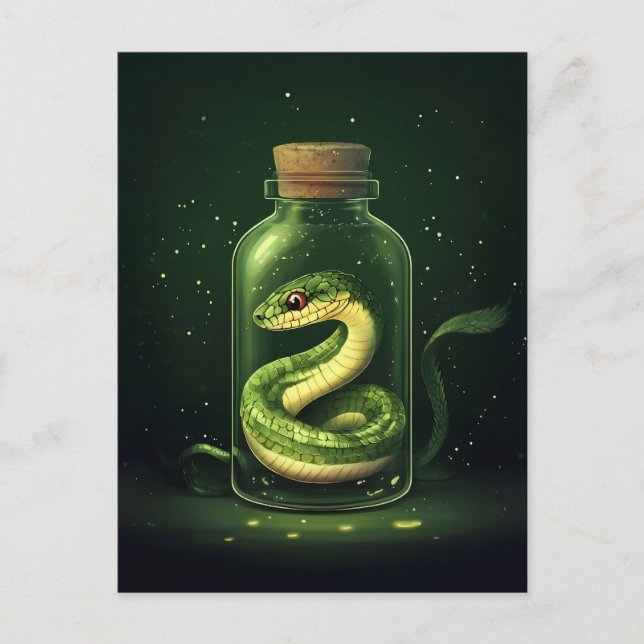 Postal Serpiente encantada en una barra de vidrio (Anverso)