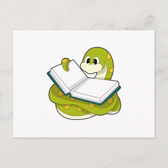 Postal Serpiente leyendo con libro (Anverso)