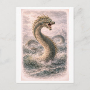 Postal Serpiente marina de estilo vintage (serie de mitos