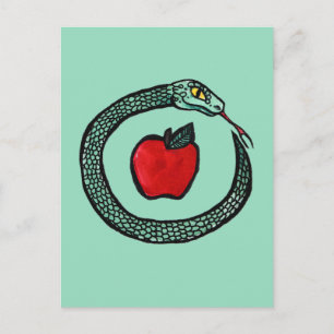 Postal Serpiente y manzana