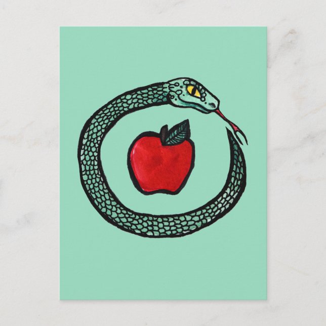 Postal Serpiente y manzana (Anverso)