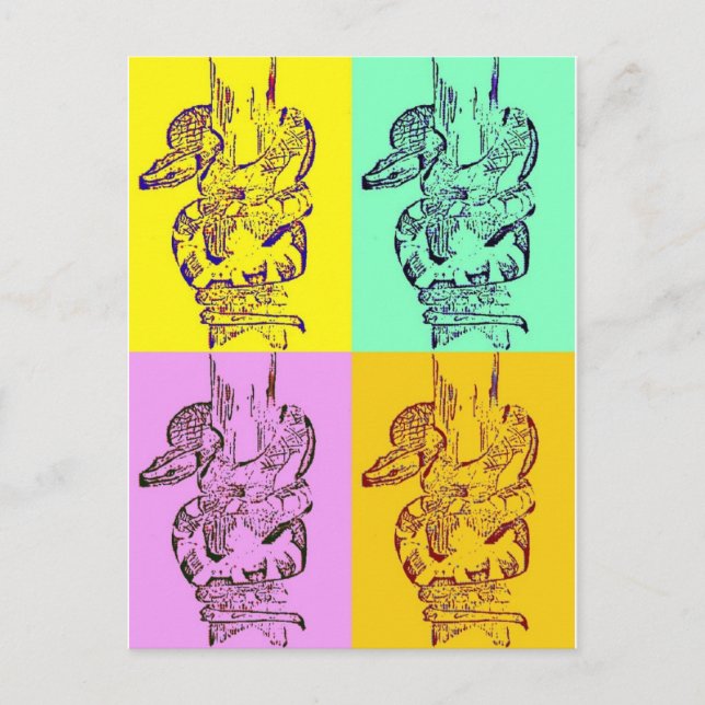 Postal Serpientes de arte pop (Anverso)