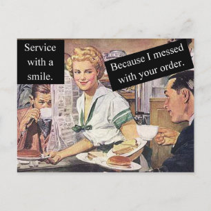 Postal Servicio Con Sonrisa - Vintage Diner Waitress