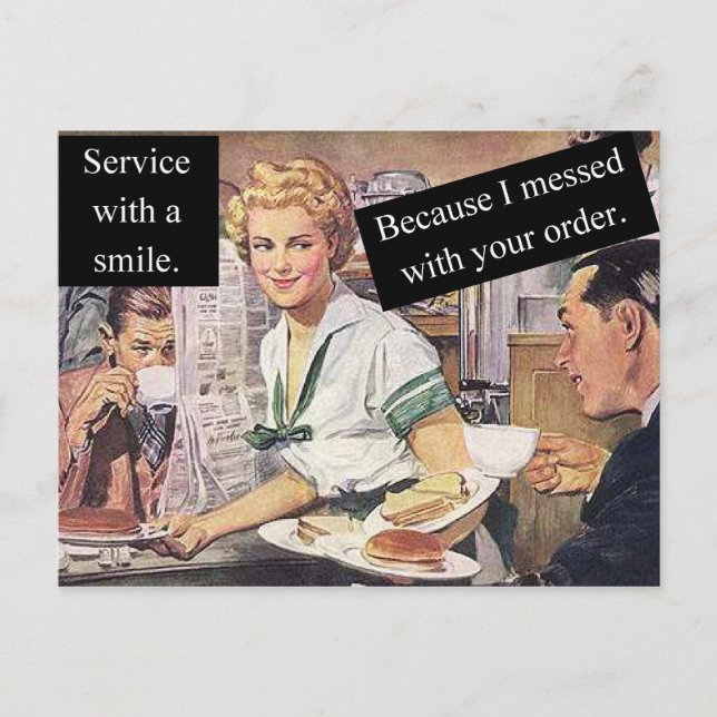 Postal Servicio Con Sonrisa - Vintage Diner Waitress (Anverso)