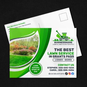 Postal Servicio de jardinería y cuidado de césped verde c