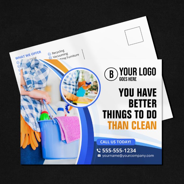 Postal Servicio de limpieza de casas de Naranja azul (Subido por el creador)