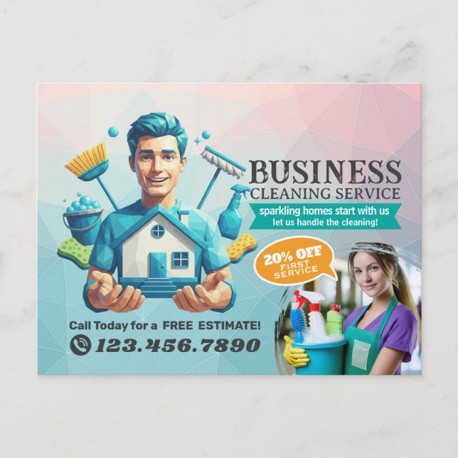 Postal Servicio de limpieza de casas modernas ama de llav (Anverso)