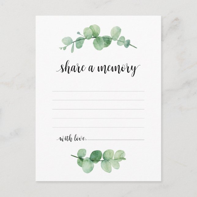 Postal Servicio funeral, Eucalyptus, Compartir una tarjet (Anverso)