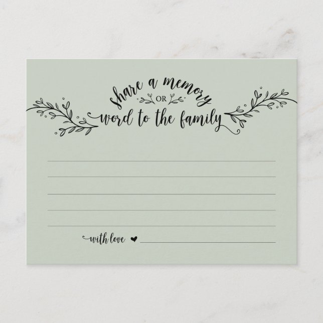 Postal Servicio funeral, Rustic Sage, Comparte una tarjet (Anverso)