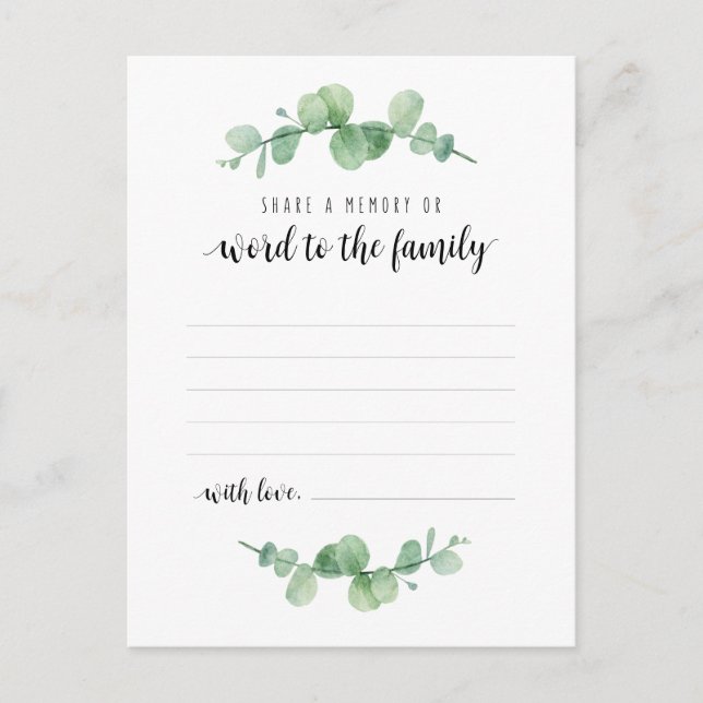 Postal Servicio funeral, vegetación, Compartir una tarjet (Anverso)