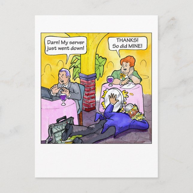 Postal ¡Servidor caído! (Anverso)