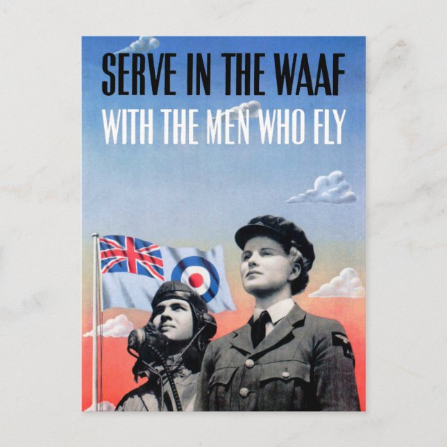 Postal Servir en la WAAF ~ Con los hombres que vuelan (Anverso)