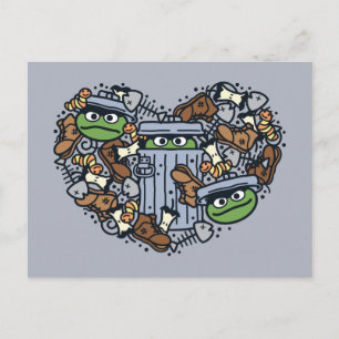 Postal Sesame Sesame   Oscar el Gruñón Doodle Corazón