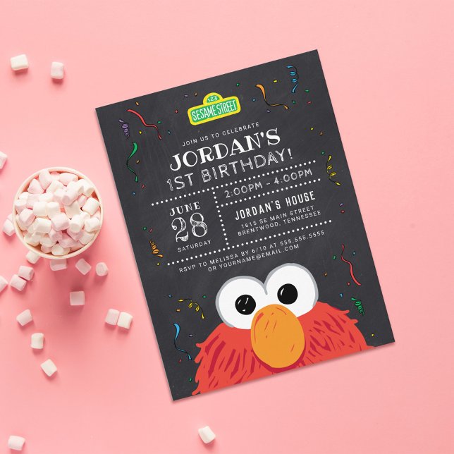 Postal Sesame Street | Pizarra de cumpleaños de Elmo (Card on table)