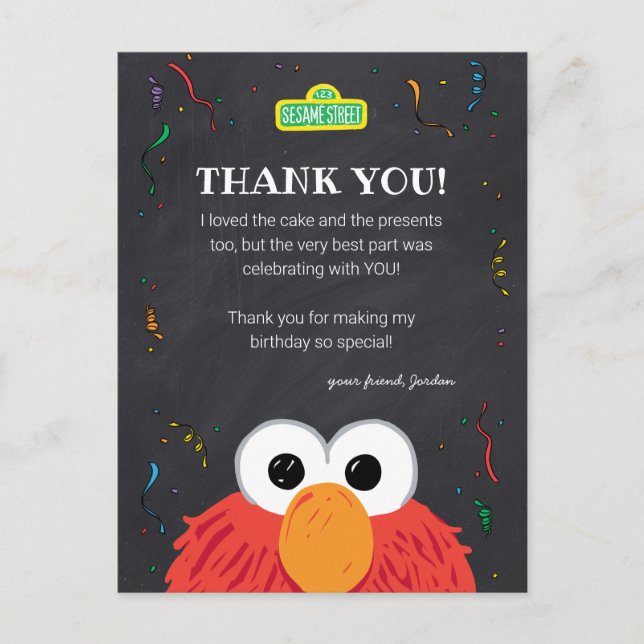 Postal Sesame Street | Pizarra de cumpleaños de Elmo para (Anverso)