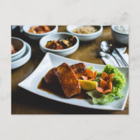 Set de comida coreana a la parrilla de salmón