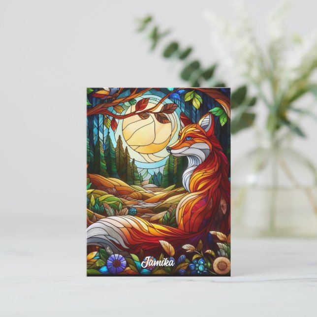 Postal Seted Glass Look Red Fox (Anverso de pie)