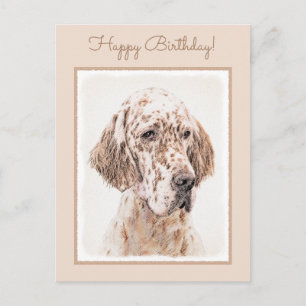 Postal Setter Inglés Orange Belton Pintura Arte Perro