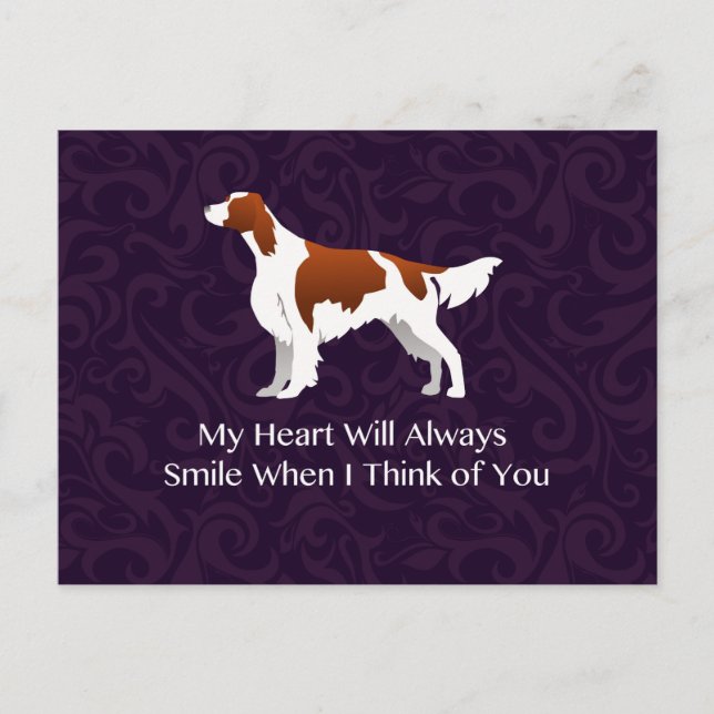 Postal Setter Irlandés Rojiblanco Pensando en Ti (Anverso)